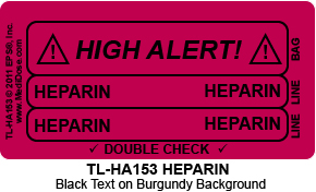 High Alert Double Check Labels