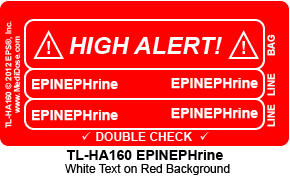 High Alert Double Check Label