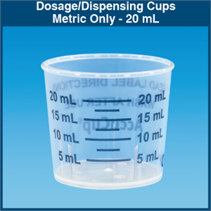 Metric Only Dosage/Dispensing Cups - 20 mL (1,000)
